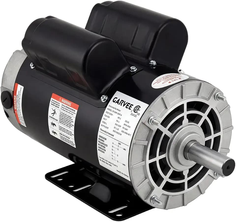 3.7HP SPL Air Compressor Electric Motor, 230V 56 Frame 3450 RPM with 5/8" Keyed Shaft 60 Hz, 18 Amps, 1.88" Shaft Length, Ultra Quiet, Dual CW/CCW Rotation (Factory Setting is CCW)