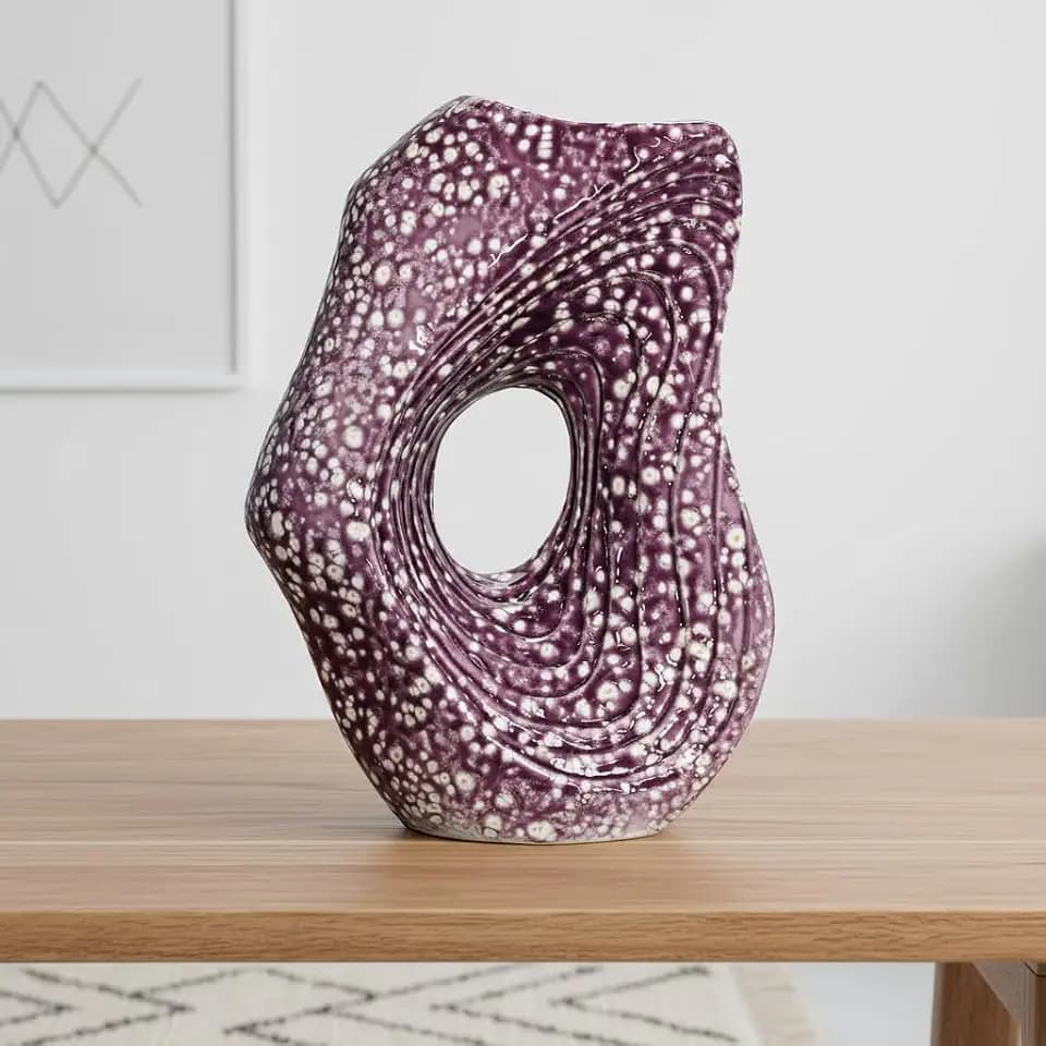 Sunddo Purple Ceramic Vase, 11 Inch