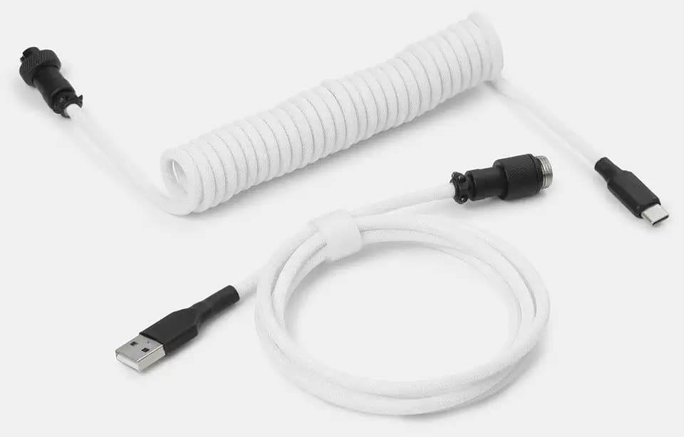 Drop Coiled Keyboard Cable - Black on White