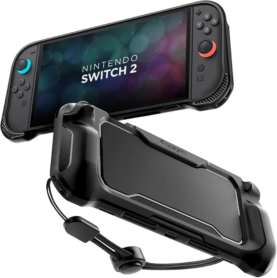 Spigen Rugged Armor Hülle Case mit Handschlaufe Zubehör Kompatibel mit Nintendo Switch 2/1 und OLED
