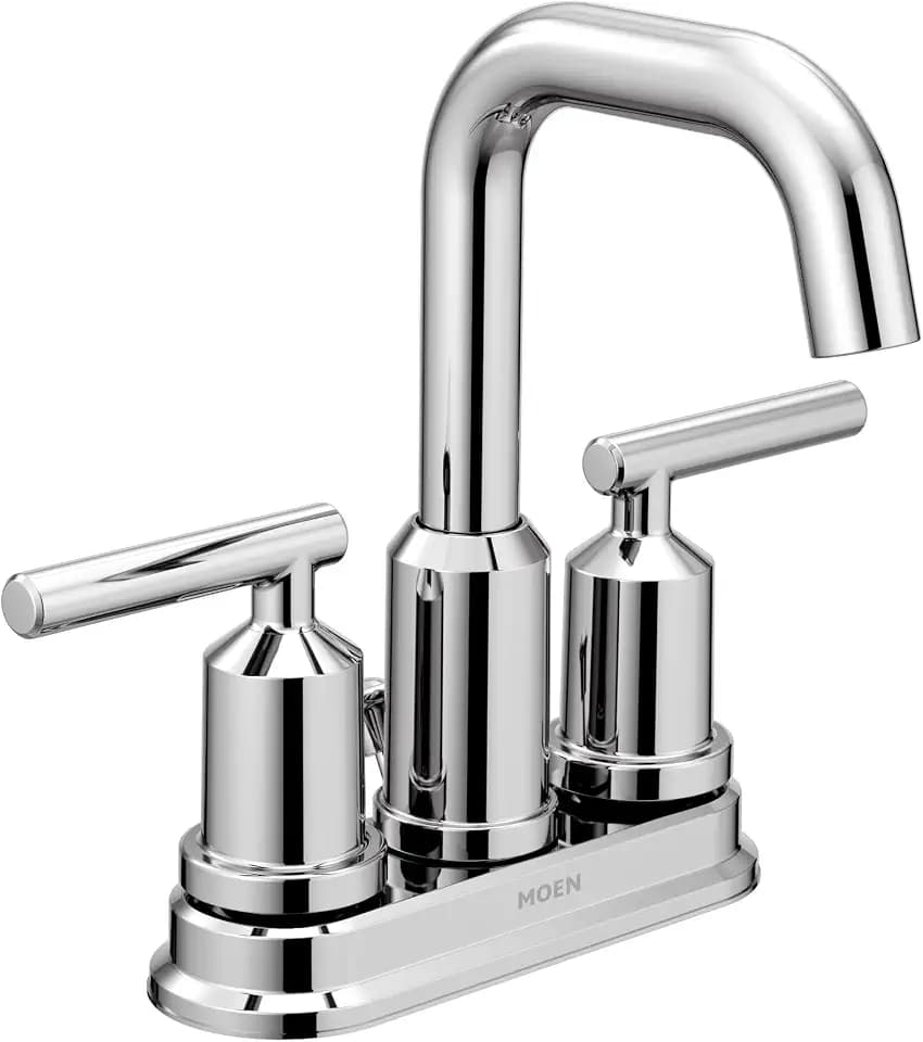 Moen Gibson Two-Handle Centerset High Arc Modern Bathroom Faucet with Drain Assembly, Chrome, 6150