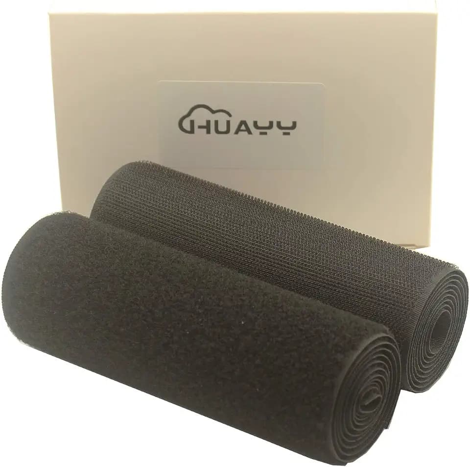 HUAYY Sew on Hook and Loop Style,Non-Adhesive Nylon Strips Fabric,Black,6 Inches Width 1 Yard Length(6in x 1yd)