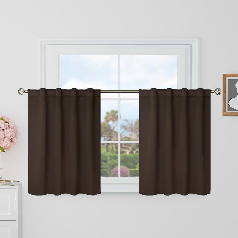 BGment Short Blackout Curtains 30 Inch Length for Small Windows, Brown