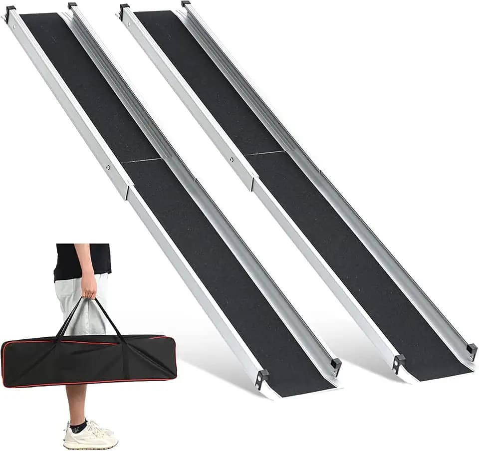 gardhom Rollstuhlrampe 83/152cm für Treppen, Teleskoprampe Rollstuhl