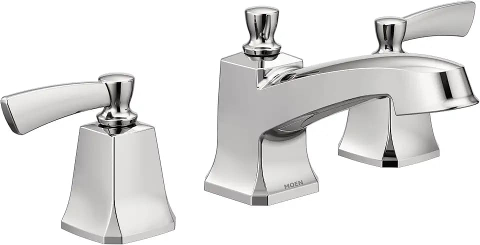 Moen Conway Chrome Two Handle Widespread Bathroom Sink Faucet with Valve Included, 84926