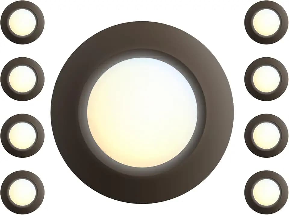 8 Packs 6 Inch LED Low Profile Screw in & Surface Mount Disk Light, Oil Rubbed Bronze, 5CCT Field Selectable, Round, 15W, 1000 Lumens, CRI80, Driverless, Dimmable, ETL & Wet Listed