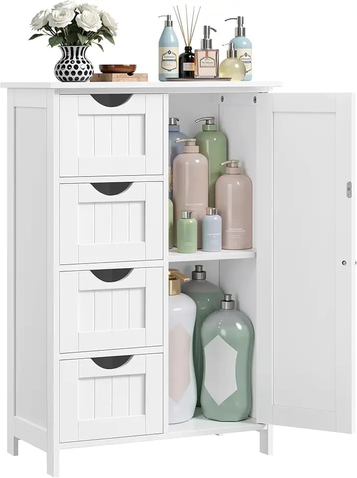 VASAGLE Floor Storage Cabinet, Farmhouse, 4 Drawers and 1 Door,32.3" H