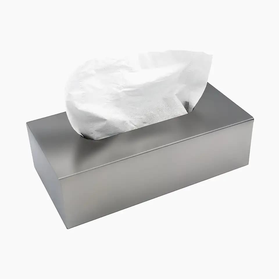 nu steel Gloss Collection Stainless Steel Flat Rectangle Tissue Box Cover Holder for Bathroom Tissue Holder Vanity Countertop, Bedroom Dressers, Night Stands, Desks and Tables Dining Hall - Brushed