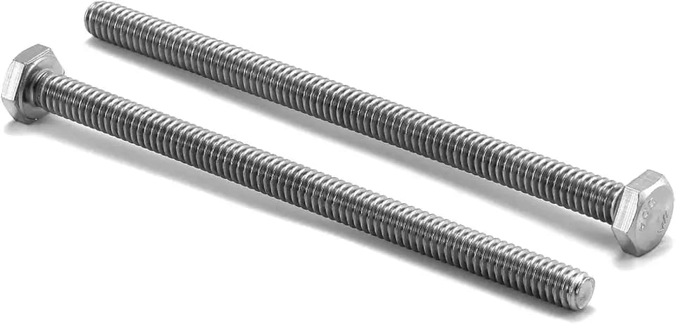 3/8-16 x 4 Hex Head Screw Bolt, 10Pcs 18-8 (304) Stainless Steel, Fully Threaded, Plain Finish, by SG TZH