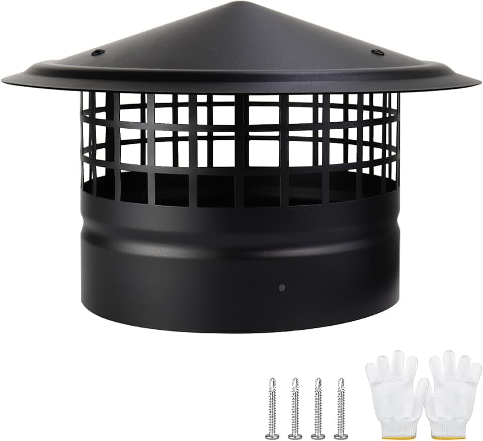 Cone Top Chimney Cap 8 Inch Stove Pipe Cap,8" Round Roof Rain Chimney Cover