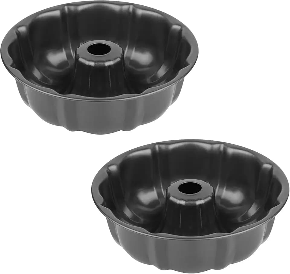 Novery 2PCS 9.5" Non-Stick Carbon Steel Fluted Tube Cake Pans
