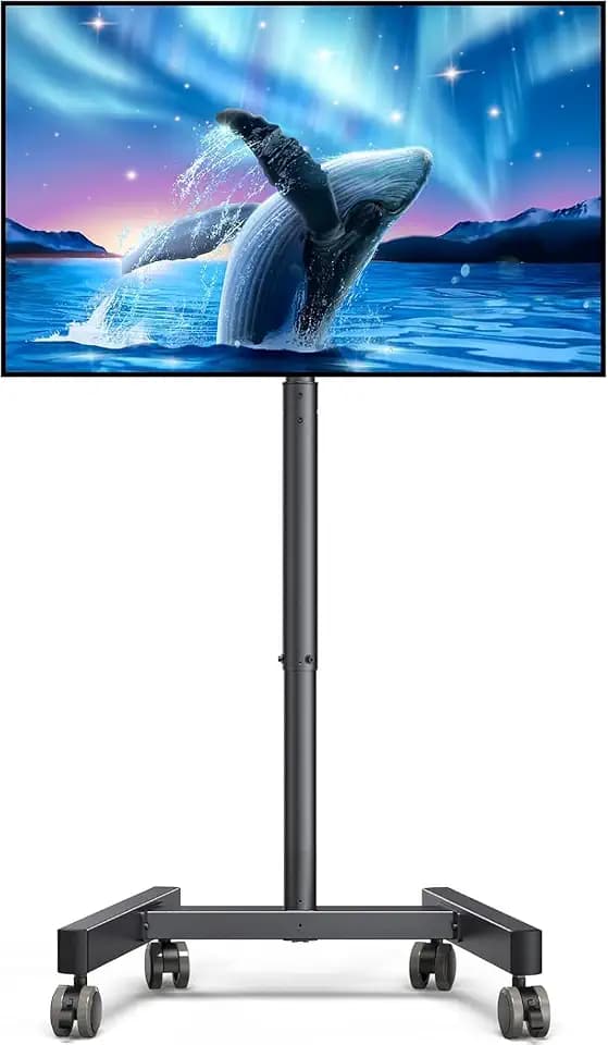 Perlegear TV Ständer Rollbar, TV Rollwagen für 13-50-Zoll-Fernseher mit 30° Neigung Universal TV Standfuß für LED/LCD/OLED-TV, Höhenverstellbar TV Standfuss Hält 44lbs Max. VESA 200x200mm