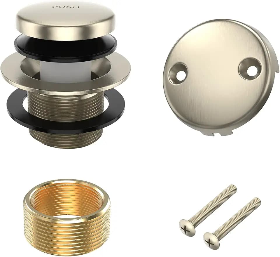 Citymoor Brushed Nickel Bathtub Drain Kit with Two-Hole Overflow Faceplate