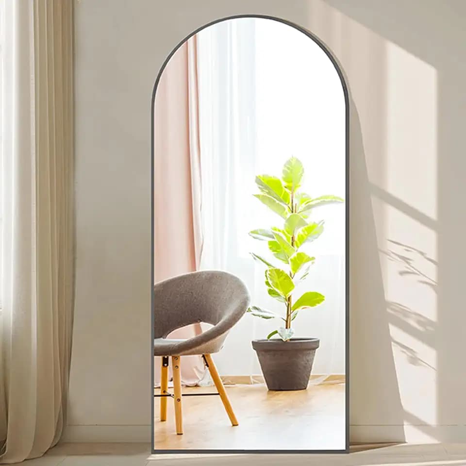 DUMOS 58"x19" Arched Full Length Mirror with Stand, Full Body Floor Mirror