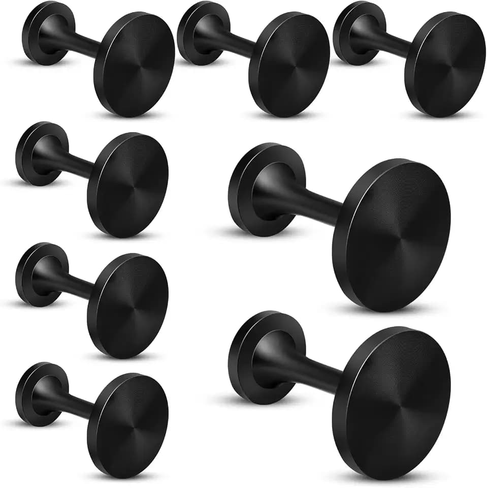 Curtain Holdbacks, 8 Pack Curtain Tieback Hooks for Drapes Round Drapery Holdbacks Pullbacks Metal Curtain Holders for Wall, Black