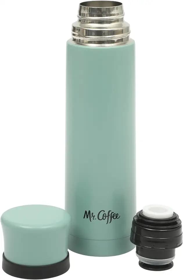 Mr. Coffee Silverleaf 23 oz Stainless Steel Thermal Bottle – Double Wall Vacuum Insulated Travel Mug with Leak-Proof Lid, Teal – Hot & Cold Beverage Flask for Work, Commute, or Camping