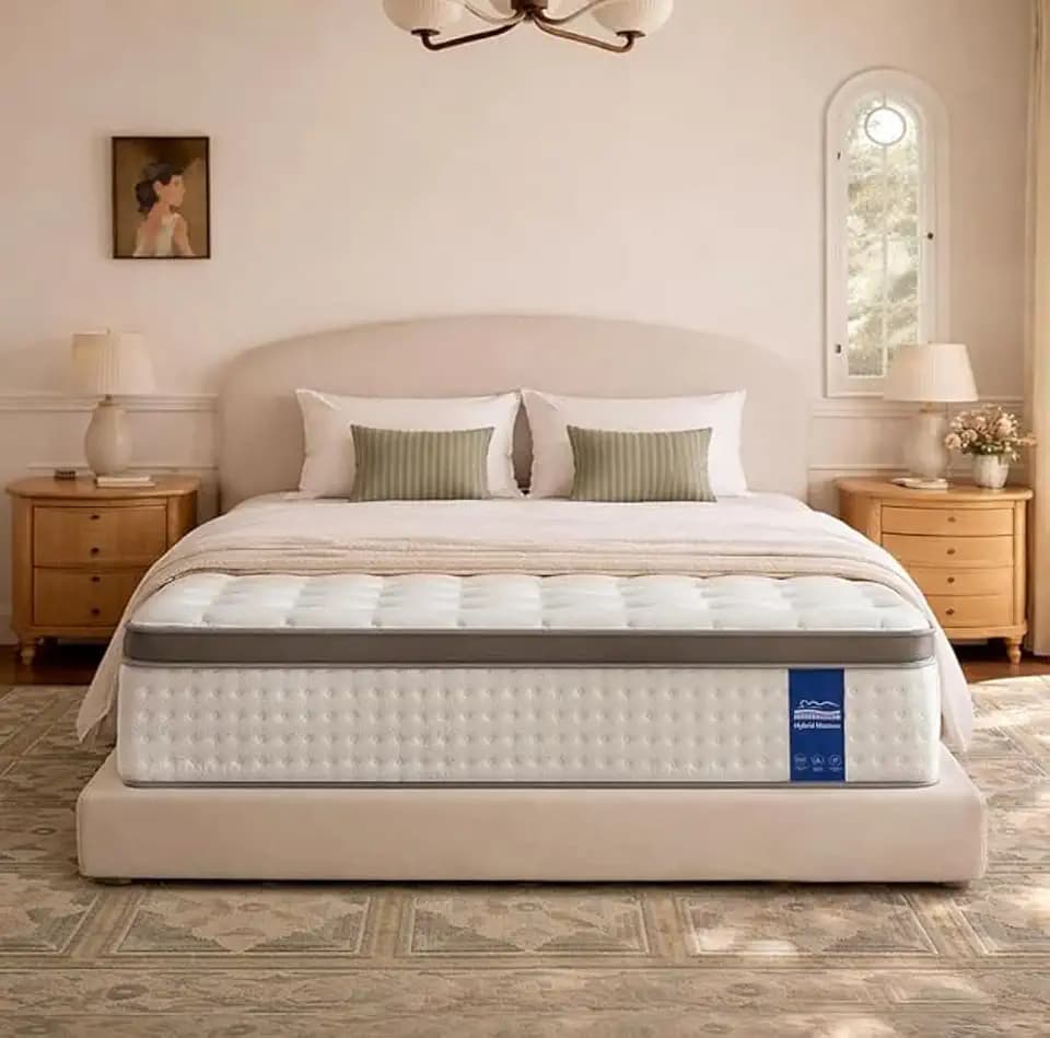 12 Inch Queen Mattress - Hybrid Mattress in a Box, Memory Foam Mattress with Pocket Springs, Medium Firm, Pressure Relief & Motion Isolation, CertiPUR US Certified