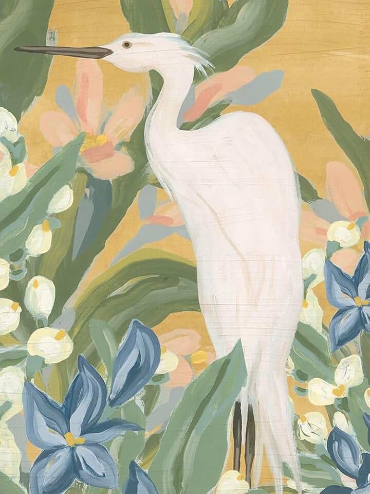 Floral Egret I Poster Print - June Erica Vess (24 x 36)