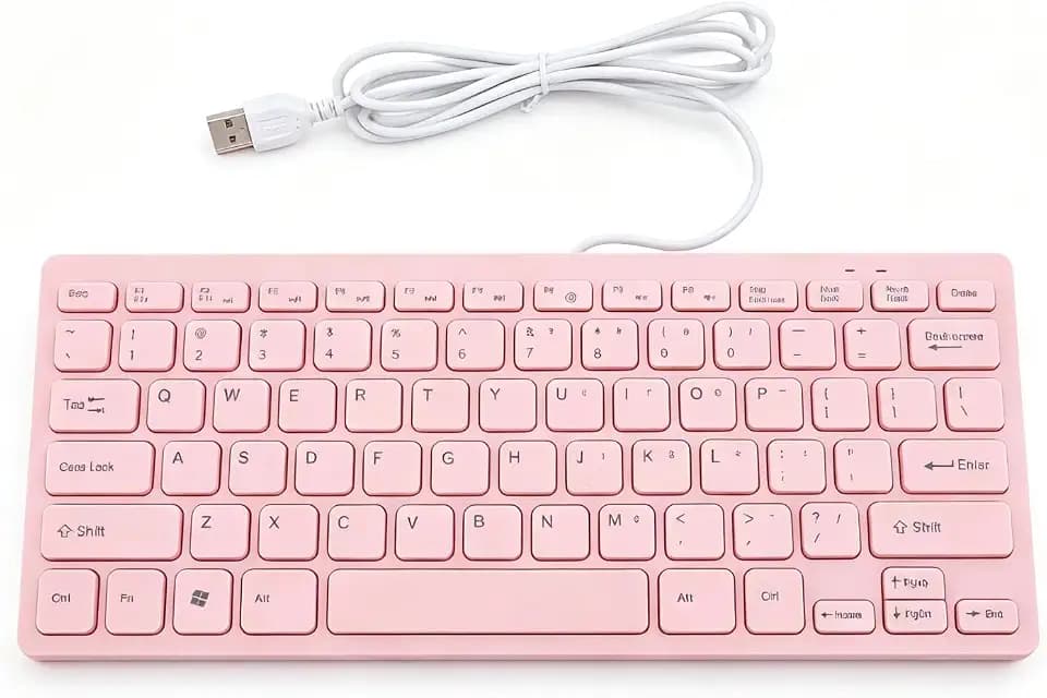 Lazmin112 Kleine Kabel -Pink -Tastatur, 78 Tasten Ultra -kompakte Tastatur, Deutsche oder Englische Sprache für Laptop -PC, Im Büro, Reisen, Spielen, Spielen (englische Version)