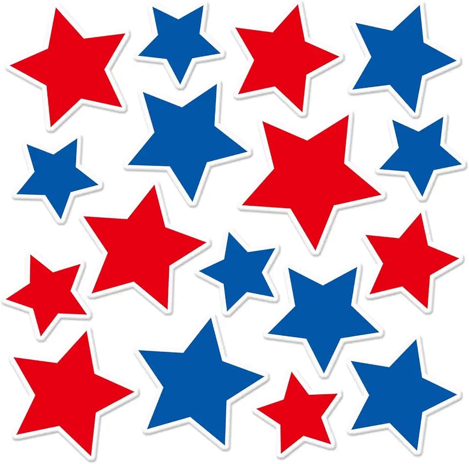 Whaline 34Pcs Patriotic Thick Gel Clings Red Blue Star 4th of July Star Reusable Window Decals for 250th Anniversary Home School Classroom Decor Independence Day Holiday Party Supplies, 2 Sheet