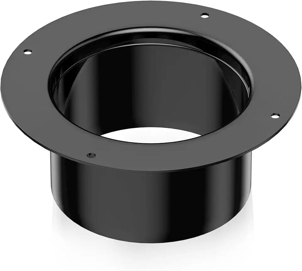 Hon&Guan 5 Inch Duct Connector, Plastic 5 Inch Dust Collection Fittings Duct Flange For Heating Cooling Ventilation System, Black.