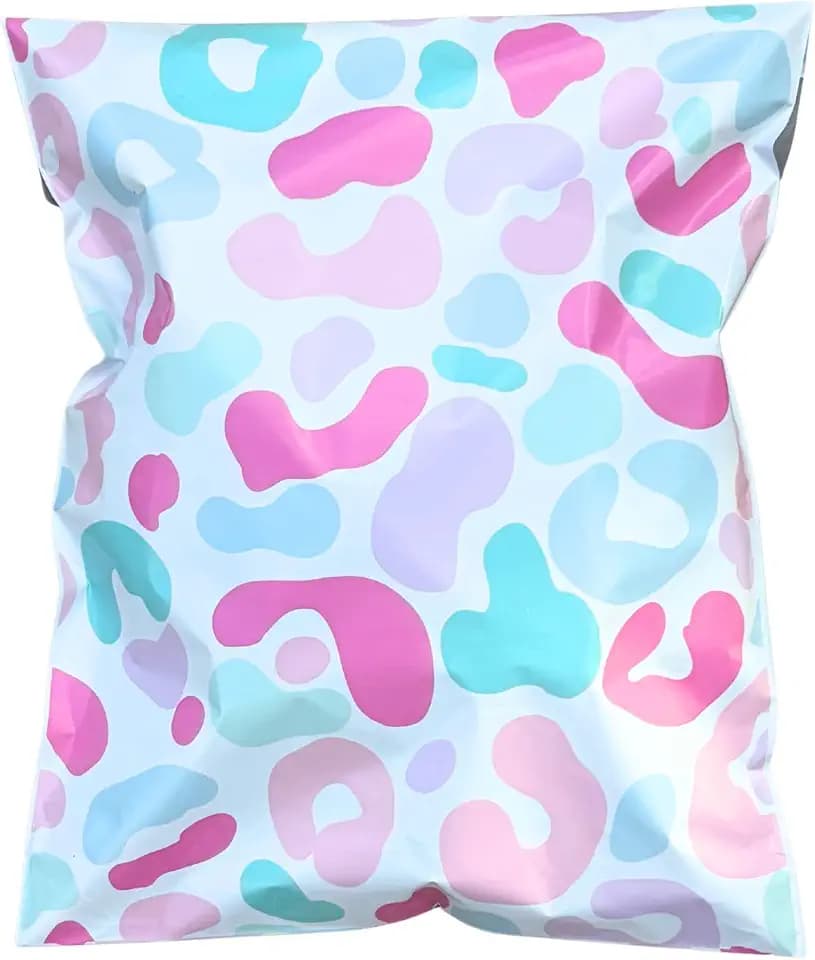 10x13 Designer Poly Mailer 100 Pack Heavy Duty Polymailers Waterproof Self Seal Shipping Bags Packaging for Small Business Large Mailing Envelopes Bulk Tear Resistant Packaging Chic Leopard
