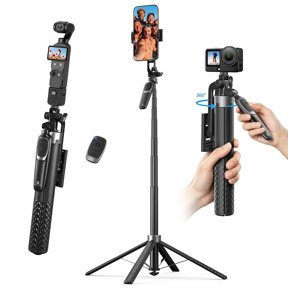 K&F CONCEPT 69" Auto Open Selfie Stick with 4 Legs & Stabilizing Handle