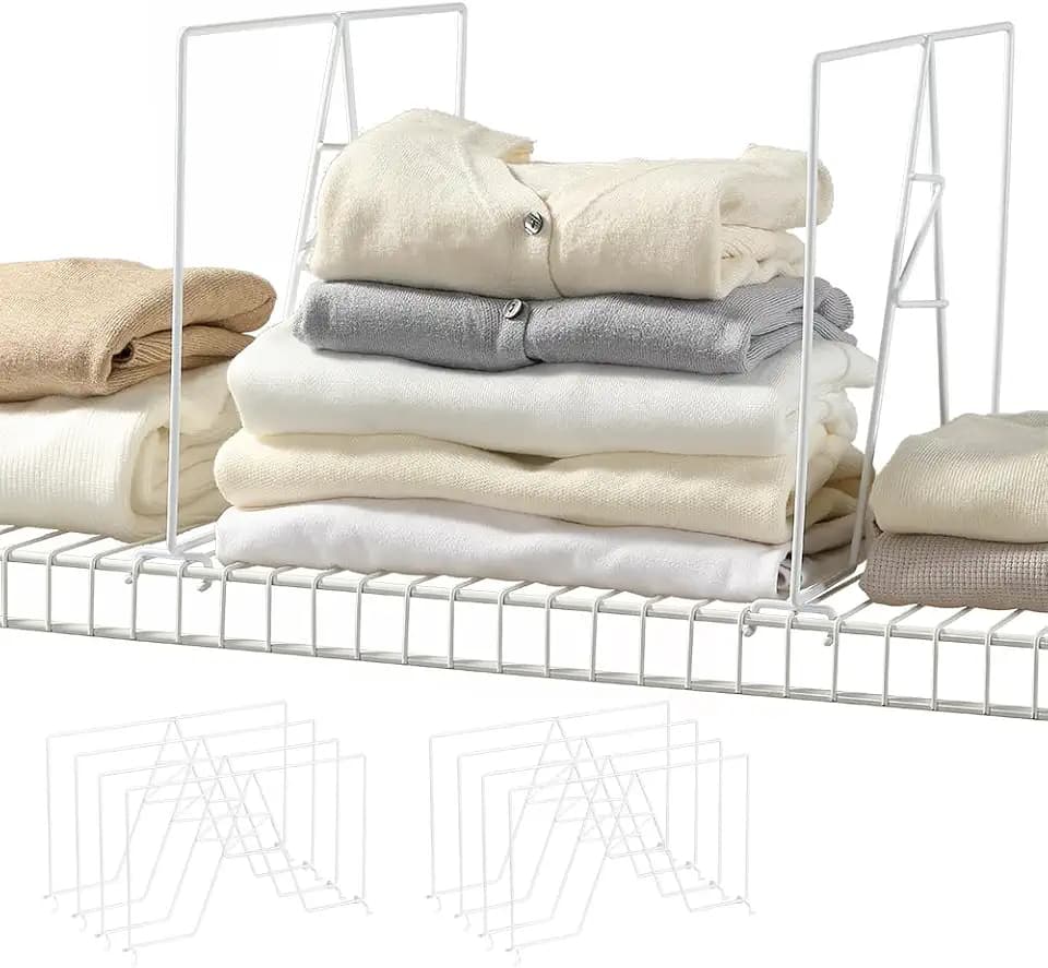 Wire Shelf Dividers, White, 16" Deep, 12" Height, 8 Pack