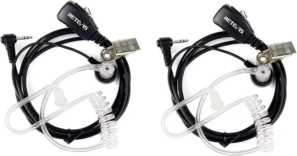 Retevis EAM101 Funkgerät Headset 1 Pin 2.5mm Kopfhörer Kompatibel mit Walkie Talkie RT45 Motorola TLKR T80 T80 Extreme T82 T82 Extreme T92 H2O T60 T61 T62 T81 Hunter T270 HYT TC-320 (2 STK.)