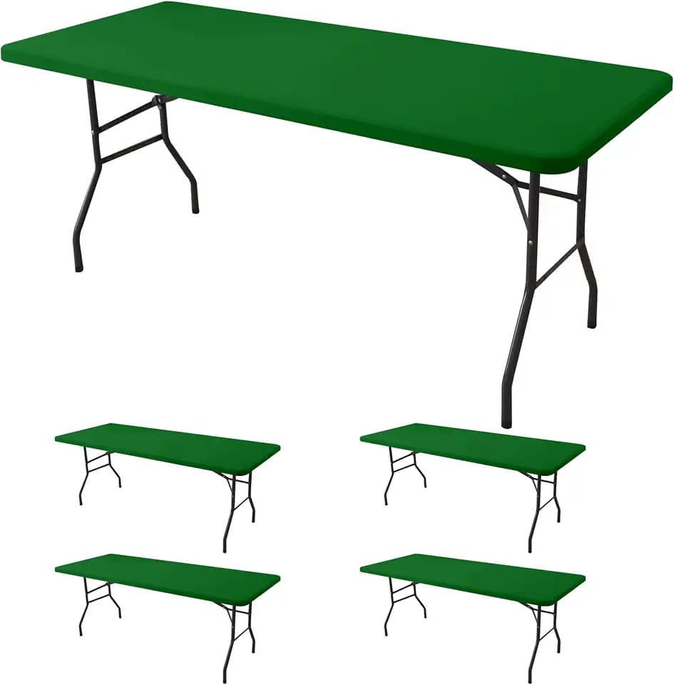 Fitted Tablecloth for 6 Foot Rectangle Tables-Green Picnic Table Cover