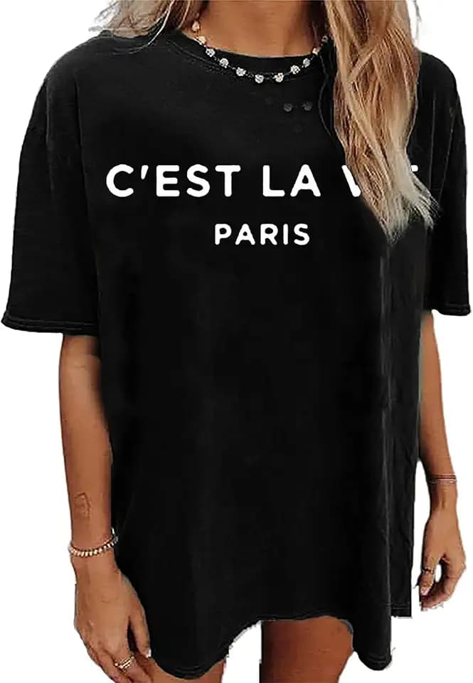 Zoyami Womens Oversized T Shirt Vintage Letter Graphic Tee Casual Summer Loose Short Sleeve Top