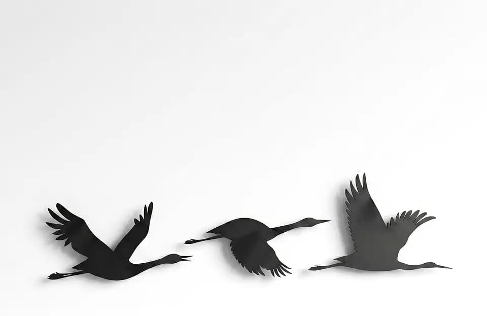DEKADRON Metal Wall Art, Cranes Birds, Metal Wall Decor, Interior Decoration, Living Room Decor, Wildlife Lover Gift, Wall Hangings, Birds Sign (Set of 3)