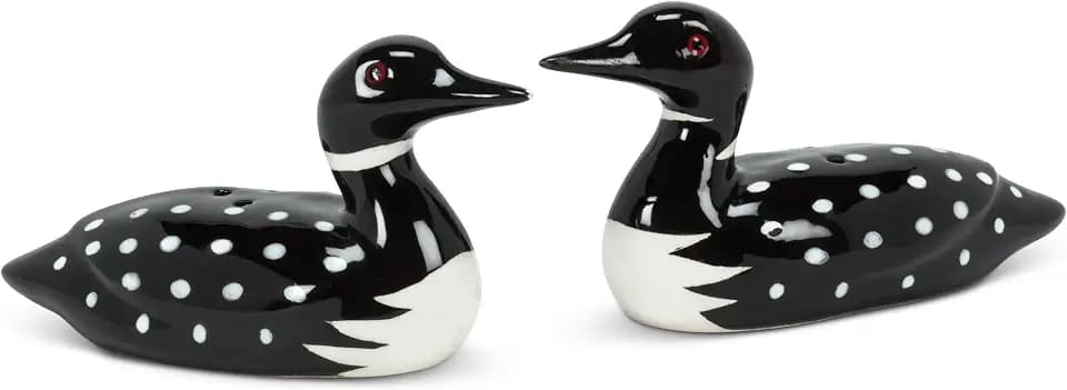 Abbott Collection Loon Salt & Pepper Shaker Set - Ceramic, Black (2.5 inches L)