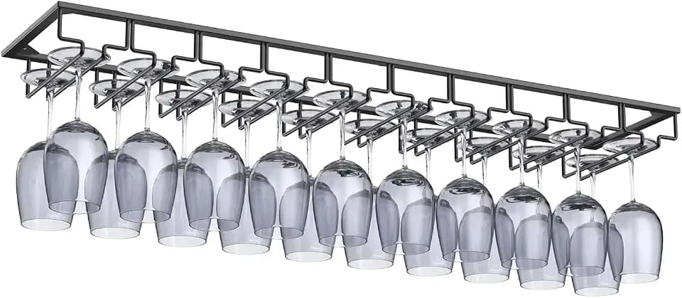 Xverycan 10 Row Wine Glass Rack Under Cabinet Large Capacity