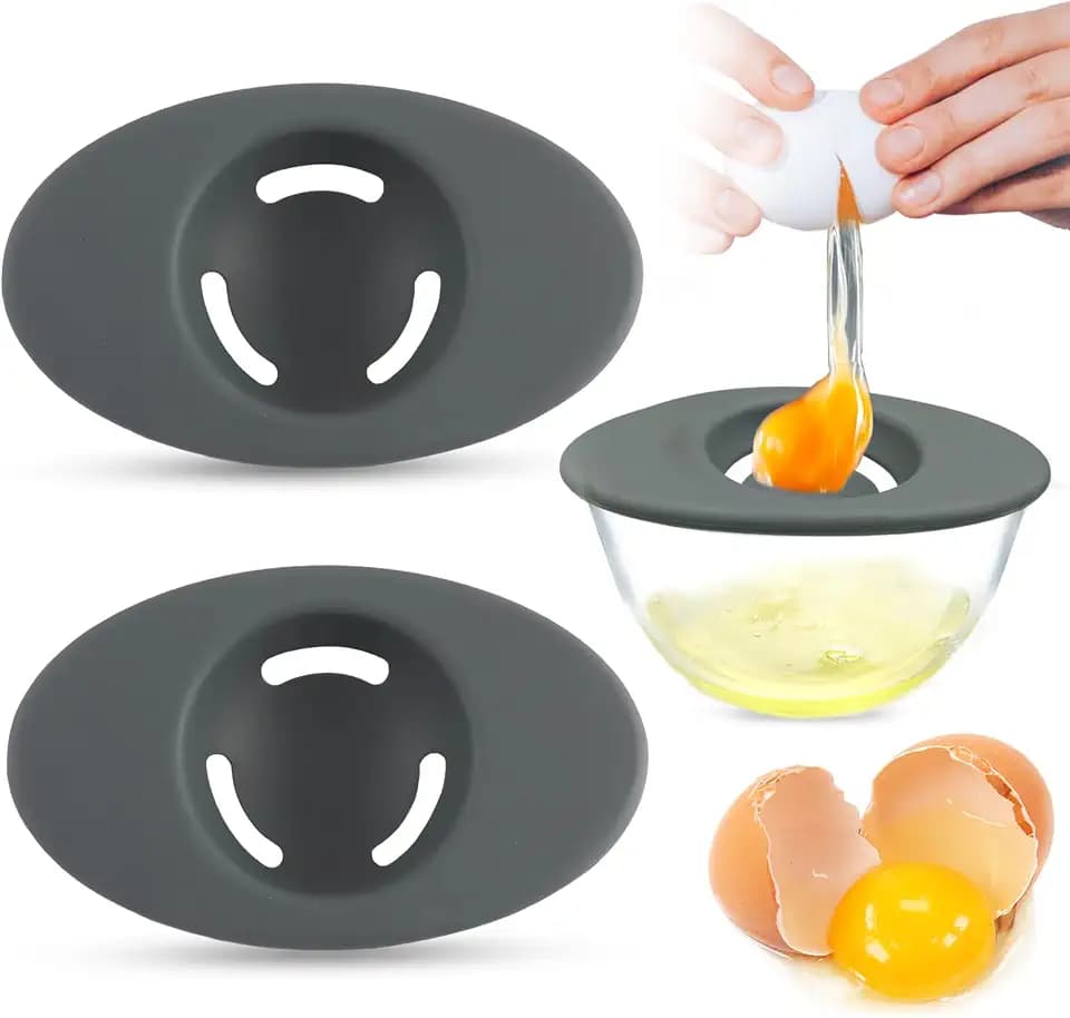 Set of 2 Silicone Egg Separators, 3-Slit Egg White Separator from Yolk