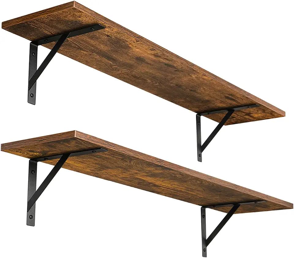 DINZI LVJ Long Wall Shelves, 31.5" Wall Mounted Shelves with Metal Brackets