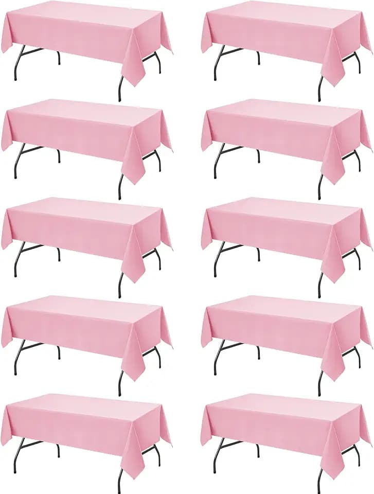 10-Pack Pink Tablecloths for Rectangle Tables, 60 x 102 Inches
