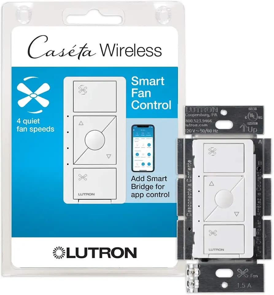 Lutron Caseta Smart Fan Control (Smart Hub Required) 4-Speed for Paddle Fan