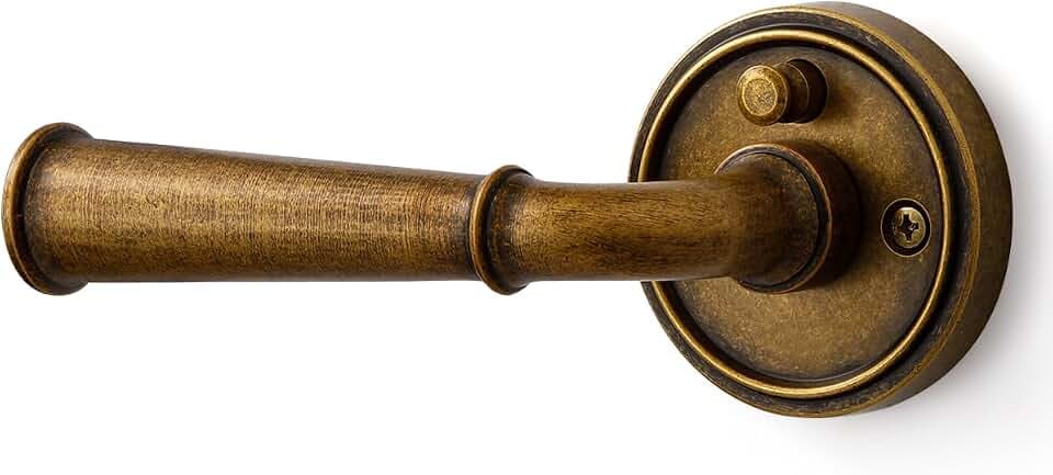 Door Handle Antique Brass Retro Privacy Vintage Door Lever, 1 Pack