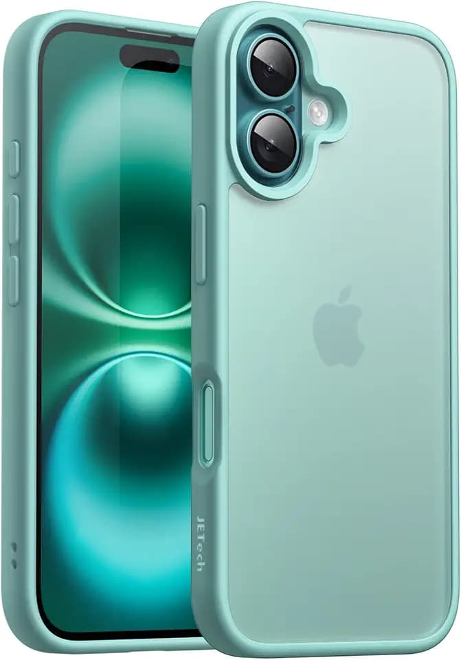 JETech Matte Hülle für iPhone 16 Plus, Blaugrün | Robuster Schutz, Matte Rückseite, Anti-Fingerabdruck, Stoßfestes Design