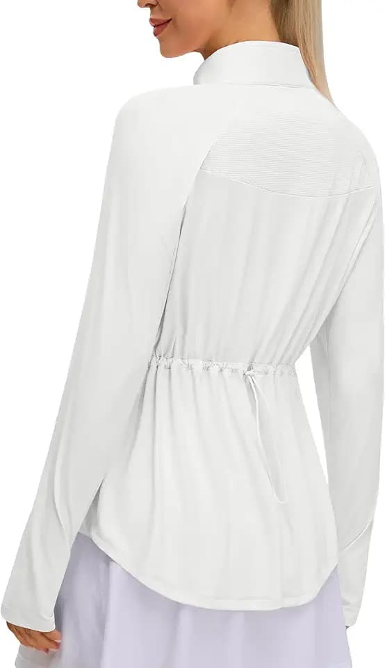 BMJL Women's UPF 50+ Sun Shirt Lightweight Workout Jackets Zip Up Long Sleeve with Slim Fit Cinch Waist