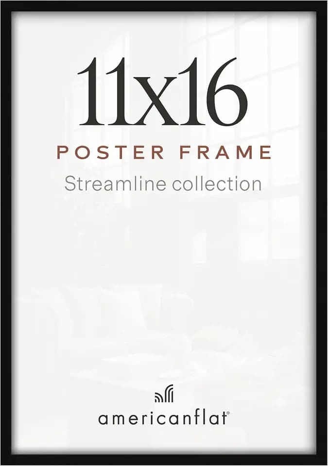 Americanflat 11x16 Picture Frame - Slim Molding - Black