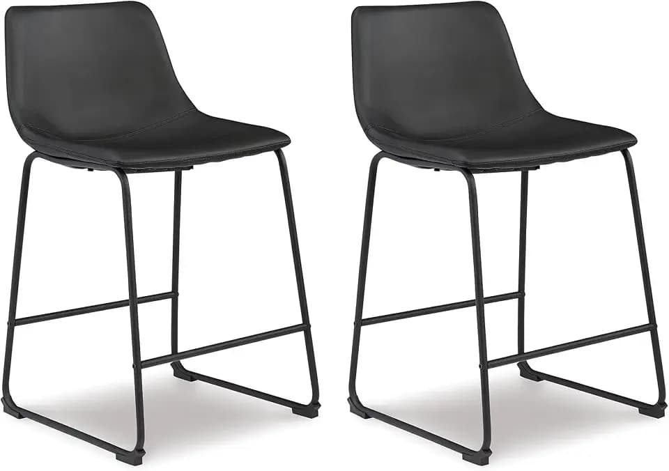 Signature Design by Ashley Counter Height Bar Stool, Set of 2, Black