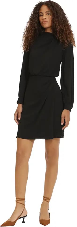 Donna Morgan Women's Donna Morgan Women's Dresses High Asymmetric Neck Long Sleeve Mini Dress