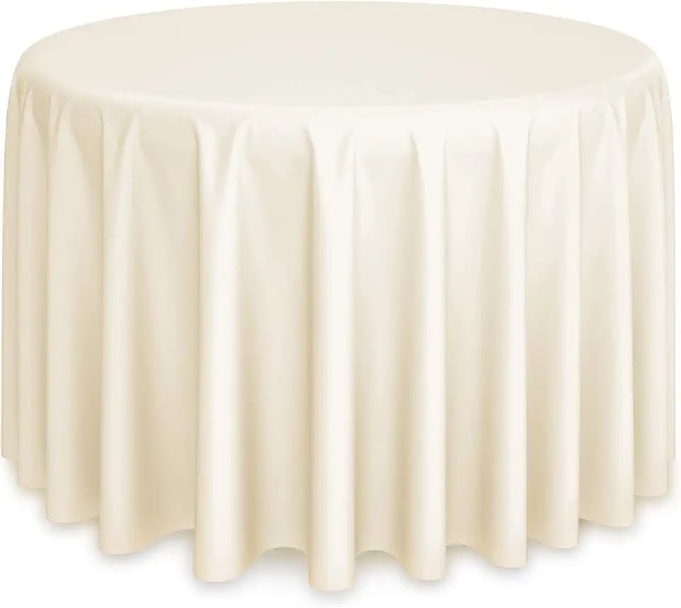 Lann's Linens - 120" Round Premium Tablecloth for Wedding/Banquet/Restaurant - Polyester Fabric Table Cloth - Ivory