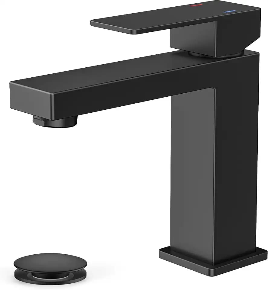 FORIOUS Bathroom Faucet 1 Hole, Single Handle Black Bathroom Sink Faucets