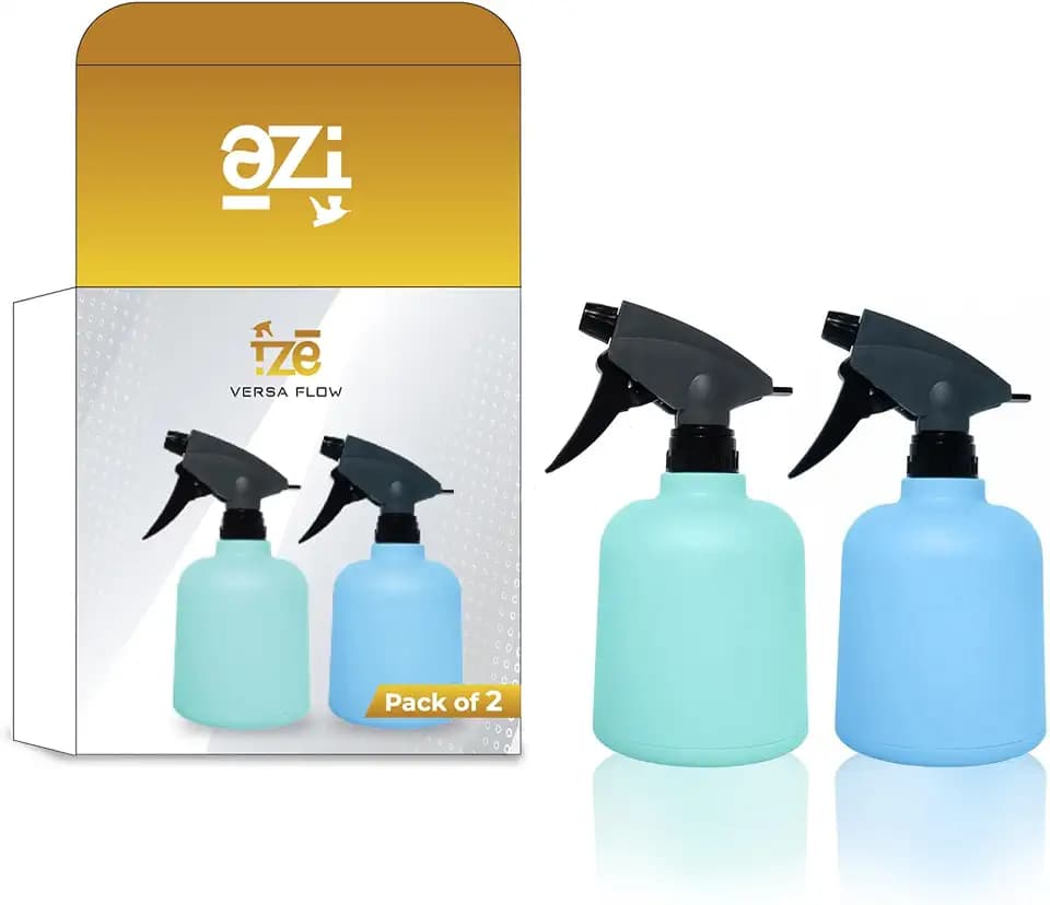 FZE Spray Bottles Pack of 2, 20 Oz/600ml Portable Plant Spray Bottle, Empty Spray Bottle with Ajustable Nozzle, Plant Mister Suitable Household Sanitation & Watering Plants (Green, Blue)