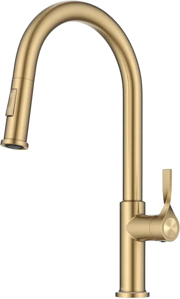 KRAUS Spot Free Brushed Brass Pull Down Kitchen Faucet KPF-2840SFBB