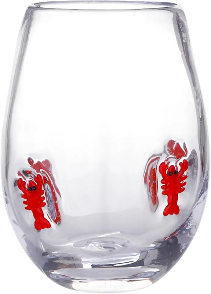 Santa Barbara Design Studio Icons Glassware Stemless Wine Glass, 15 Ounces, Lobster