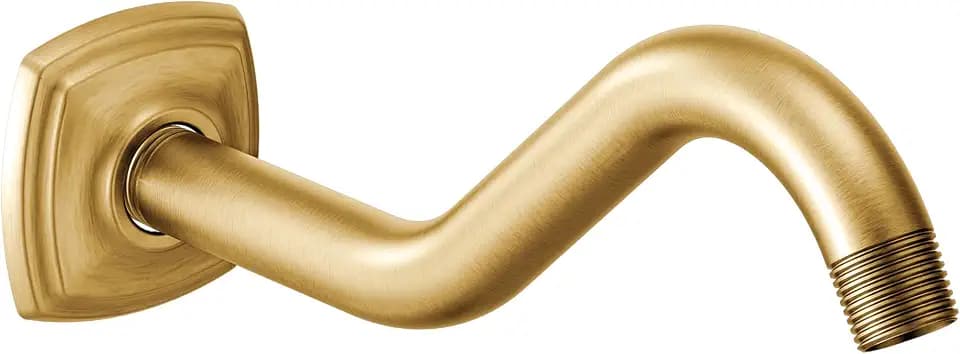 Moen 161951BG Curved Shower Arm with Wall Flange, Brushed Gold